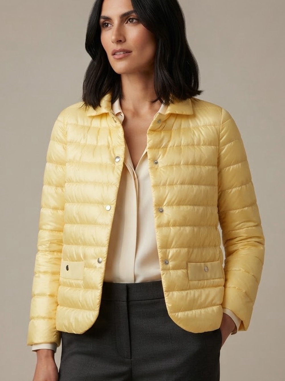NEW Herno Yellow Quilted Snap-Front Down Puffer Jacket
